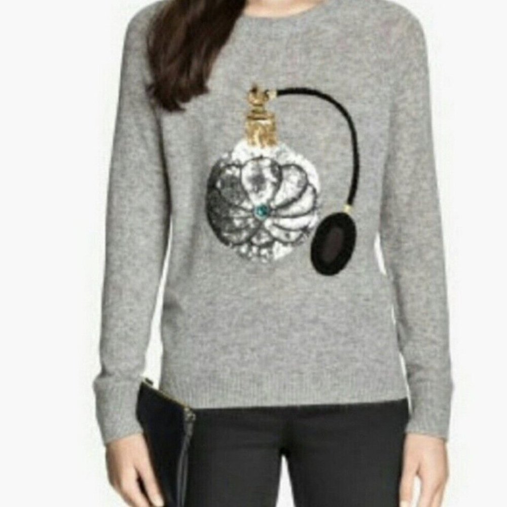 H&M Women's Size Medium Perfume Bottle Sequin Sweater Alpaca Blend